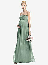Front View Thumbnail - Seagrass Strapless Chiffon Shirred Skirt Maternity Dress