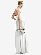 Rear View Thumbnail - White Strapless Chiffon Shirred Skirt Maternity Dress
