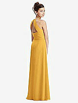 Front View Thumbnail - NYC Yellow Shirred Jewel Neck Chiffon Juniors Dress