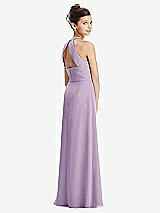 Front View Thumbnail - Pale Purple Shirred Jewel Neck Chiffon Juniors Dress