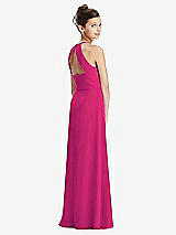 Front View Thumbnail - Think Pink Shirred Jewel Neck Chiffon Juniors Dress