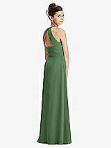 Front View Thumbnail - Vineyard Green Shirred Jewel Neck Chiffon Juniors Dress