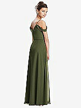Rear View Thumbnail - Olive Green Draped Cold Shoulder Chiffon Juniors Dress
