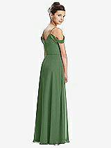Rear View Thumbnail - Vineyard Green Draped Cold Shoulder Chiffon Juniors Dress
