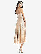 Rear View Thumbnail - Rose Gold Spaghetti Strap Flared Skirt Sequin Midi Dress