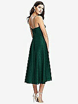 Rear View Thumbnail - Hunter Green Spaghetti Strap Flared Skirt Sequin Midi Dress