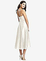Rear View Thumbnail - Ivory Spaghetti Strap Flared Skirt Sequin Midi Dress