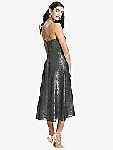 Rear View Thumbnail - Stardust Spaghetti Strap Flared Skirt Sequin Midi Dress