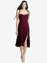 Front View Thumbnail - Cabernet Bustier Crepe Midi Dress with Adjustable Bow Straps