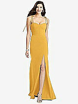 Front View Thumbnail - NYC Yellow Bustier Crepe Gown with Adjustable Bow Straps