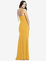 Rear View Thumbnail - NYC Yellow Bustier Crepe Gown with Adjustable Bow Straps