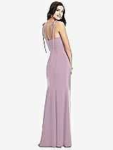 Rear View Thumbnail - Suede Rose Bustier Crepe Gown with Adjustable Bow Straps