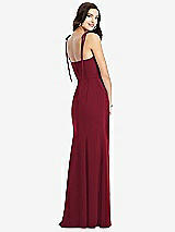 Rear View Thumbnail - Burgundy Bustier Crepe Gown with Adjustable Bow Straps