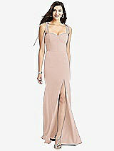 Front View Thumbnail - Cameo Bustier Crepe Gown with Adjustable Bow Straps