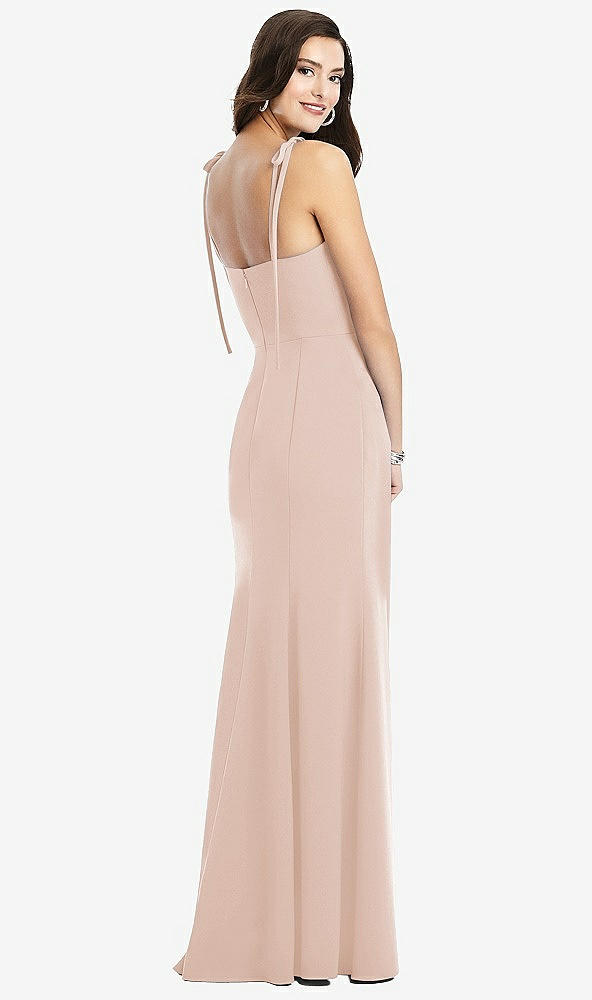 Back View - Cameo Bustier Crepe Gown with Adjustable Bow Straps