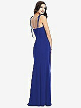 Rear View Thumbnail - Cobalt Blue Bustier Crepe Gown with Adjustable Bow Straps