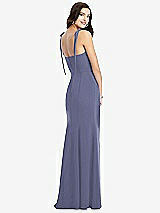 Rear View Thumbnail - French Blue Bustier Crepe Gown with Adjustable Bow Straps
