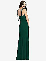 Rear View Thumbnail - Hunter Green Bustier Crepe Gown with Adjustable Bow Straps