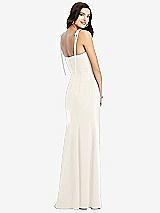 Rear View Thumbnail - Ivory Bustier Crepe Gown with Adjustable Bow Straps