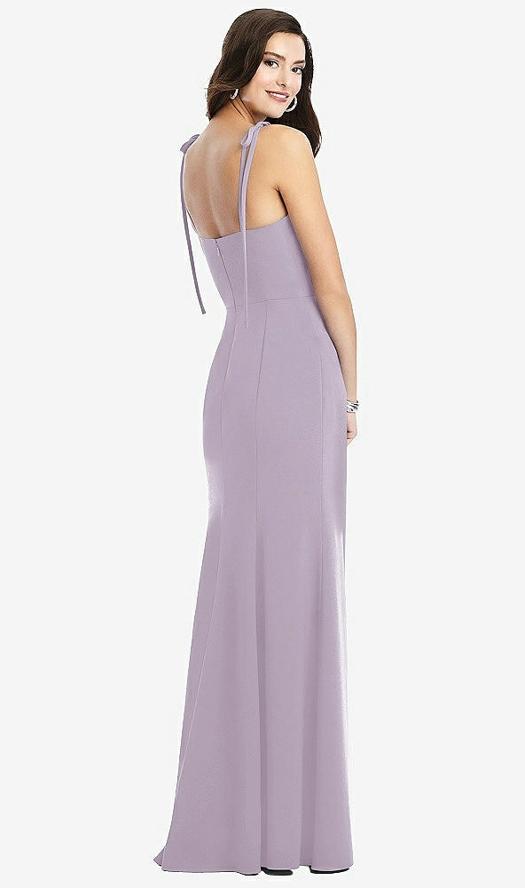 Back View - Lilac Haze Bustier Crepe Gown with Adjustable Bow Straps