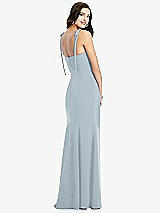 Rear View Thumbnail - Mist Bustier Crepe Gown with Adjustable Bow Straps