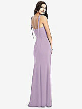 Rear View Thumbnail - Pale Purple Bustier Crepe Gown with Adjustable Bow Straps