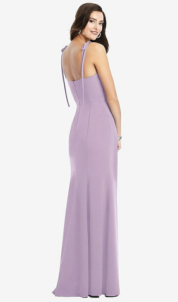 Back View - Pale Purple Bustier Crepe Gown with Adjustable Bow Straps