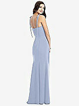 Rear View Thumbnail - Sky Blue Bustier Crepe Gown with Adjustable Bow Straps