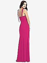 Rear View Thumbnail - Think Pink Bustier Crepe Gown with Adjustable Bow Straps