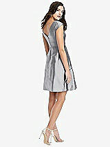 Rear View Thumbnail - French Gray Cap Sleeve Pleated Skirt Cocktail Dress with Pockets
