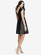 Rear View Thumbnail - Black Cap Sleeve Pleated Skirt Cocktail Dress with Pockets