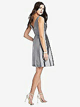 Rear View Thumbnail - French Gray Sleeveless Pleated Skirt Cocktail Dress with Pockets