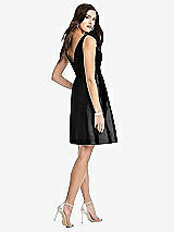 Rear View Thumbnail - Black Sleeveless Pleated Skirt Cocktail Dress with Pockets