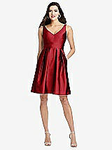 Front View Thumbnail - Garnet Sleeveless Pleated Skirt Cocktail Dress with Pockets