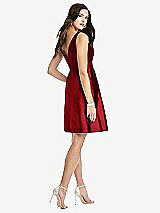 Rear View Thumbnail - Garnet Sleeveless Pleated Skirt Cocktail Dress with Pockets
