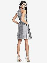 Rear View Thumbnail - French Gray Halter Pleated Skirt Cocktail Dress with Pockets