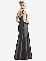 Rear View Thumbnail - Caviar Gray Bustier Bodice Satin Trumpet Gown