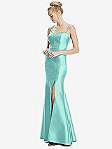 Front View Thumbnail - Coastal Bustier Bodice Satin Trumpet Gown