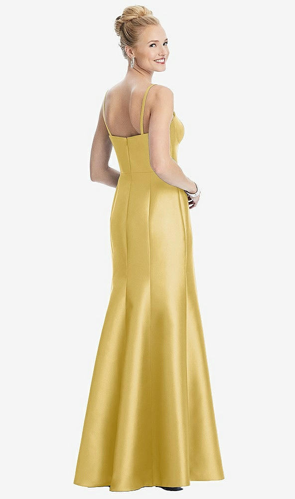 Back View - Maize Bustier Bodice Satin Trumpet Gown