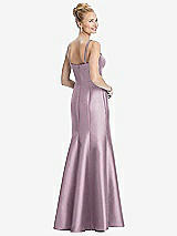 Rear View Thumbnail - Suede Rose Bustier Bodice Satin Trumpet Gown