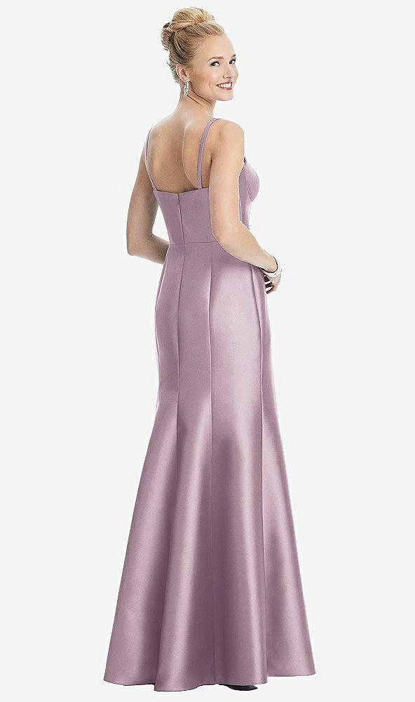 Back View - Suede Rose Bustier Bodice Satin Trumpet Gown