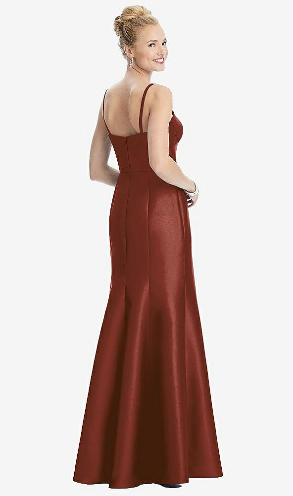 Back View - Auburn Moon Bustier Bodice Satin Trumpet Gown