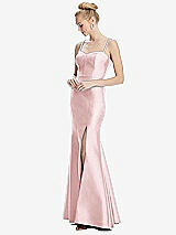 Front View Thumbnail - Ballet Pink Bustier Bodice Satin Trumpet Gown