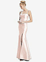 Front View Thumbnail - Blush Bustier Bodice Satin Trumpet Gown