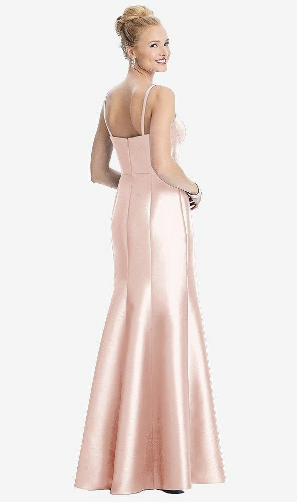 Back View - Blush Bustier Bodice Satin Trumpet Gown