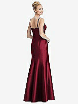 Rear View Thumbnail - Burgundy Bustier Bodice Satin Trumpet Gown