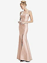 Front View Thumbnail - Cameo Bustier Bodice Satin Trumpet Gown