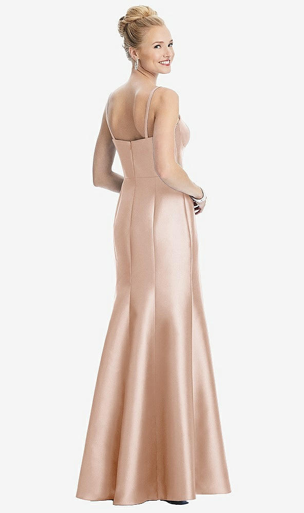 Back View - Cameo Bustier Bodice Satin Trumpet Gown