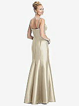 Rear View Thumbnail - Champagne Bustier Bodice Satin Trumpet Gown
