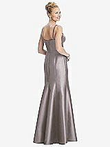 Rear View Thumbnail - Cashmere Gray Bustier Bodice Satin Trumpet Gown